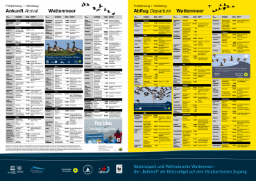 Poster: Fahrplanposter zum Vogelzug im Wattenmeer